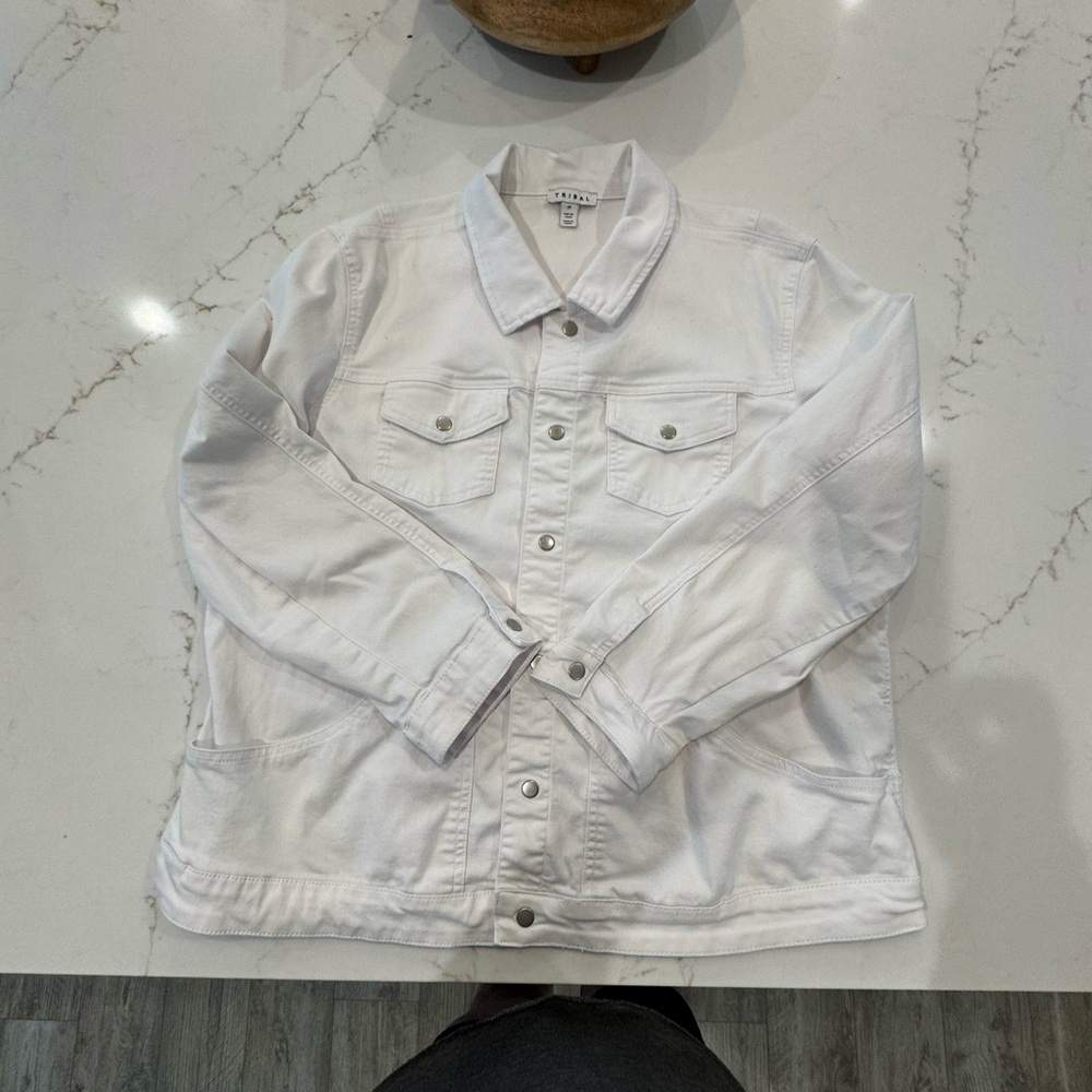 Tribal White Denim Jacket